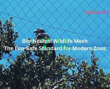 Bio-neutral wildlife mesh installed in a bird sanctuary with a large bird perched near the netting
