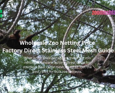 Animals climbing on a circular stainless steel cable mesh enclosure at a zoo, demonstrating durable and flexible zoo netting.