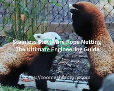 Stainless steel wire rope netting featuring flexible diamond apertures for high-security animal containment