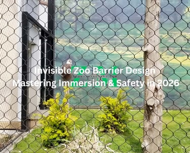 A bald eagle perched inside a high-transparency aviary featuring black oxide stainless steel knotted rope mesh