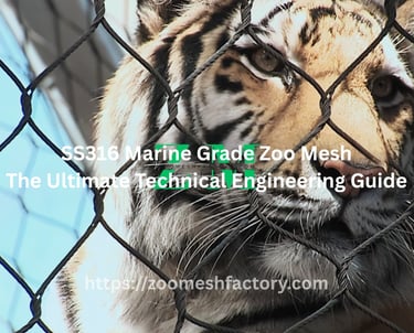 Close-up view of a tiger inside an enclosure constructed with durable, black oxide finished SS316 Marine Grade wire mesh