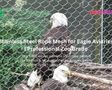 Bald Eagles in an outdoor aviary with 2.0mm hand-woven stainless steel rope mesh.
