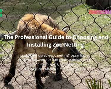 Custom stainless steel zoo netting used for large predator enclosure providing high transparency and safety.