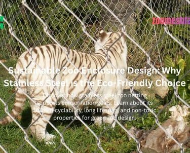 Close-up of a tiger safely interacting with a high-durability, non-toxic stainless steel mesh enclosure