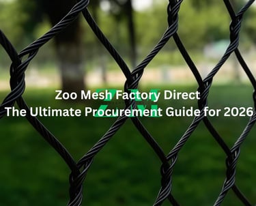 Black woven stainless steel zoo mesh fence used for animal enclosures and bird aviaries.