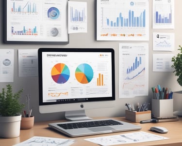 A professional analyzing Google Ads campaign data on a laptop screen.