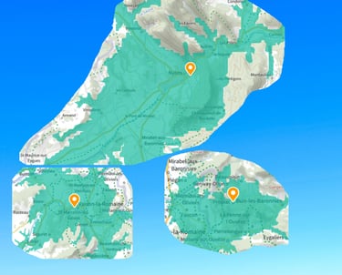 Zone A Vaison et ses alentours, Zone B Buis et ses alentours, Zone C Nyons et ses alentours