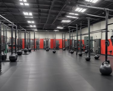 A peaceful scene blending a person meditating outdoors, fresh healthy food, and athletic gear.