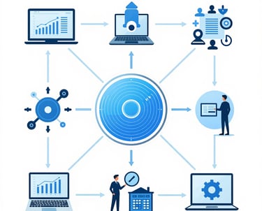 A sleek dashboard interface showing compliance project progress and security alerts.