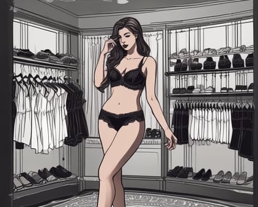 A cozy display of bras and panties arranged invitingly on a wooden table.