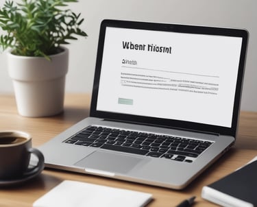 A clean, modern one-page website layout on a laptop screen.