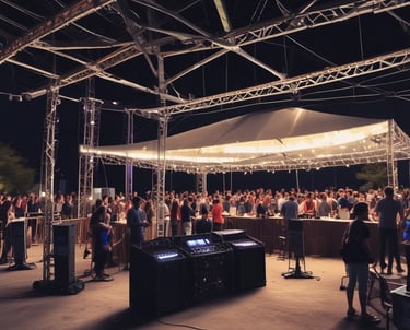 Guests enjoying a beautifully decorated social event with soft lighting and elegant table settings.
