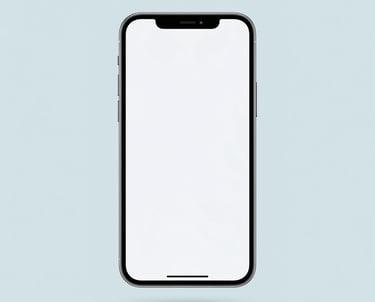 A minimal photo of a modern Android smartphone with a high-refresh-rate screen showing a smooth scrolling animation. Soft white lighting, pale blue background.