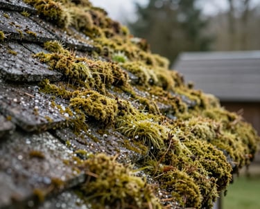 Close-up of a driveway being pressure washed, water spraying over concrete.