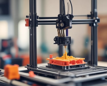 Close-up of hands preparing a 3D printer for a creative project in a home workshop.