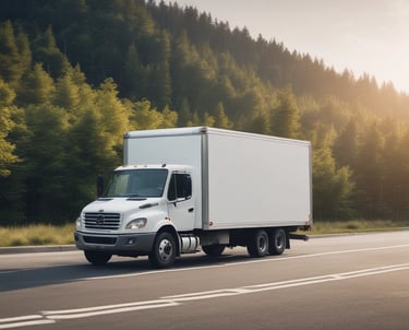 A delivery van parked outside a small business, ready for local drop-offs.
