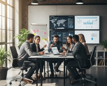 Small business team collaborating on digital strategy