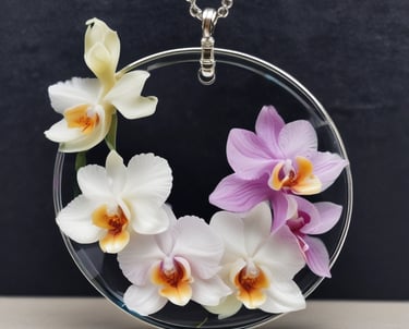 a necklace with flowers in a circle