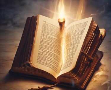 A cozy workspace filled with faith-inspired prints, colorful Bible verses on mugs and journals bathed in warm natural light.