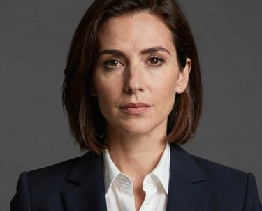 A professional headshot of a woman named Nina, looking focused and knowledgeable, clean business attire, North American / US professional style.