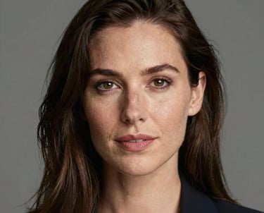A professional headshot of a woman named Sarah, looking confident and creative, with a clean and professional North American aesthetic.