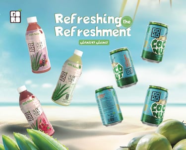 a variety of drinks and beverages on a beach