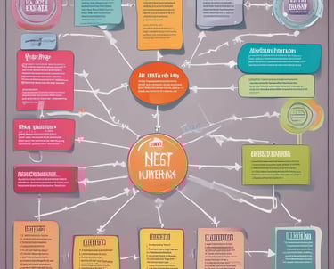 A sleek, colorful flow chart illustrating a step-by-step process with arrows and icons.