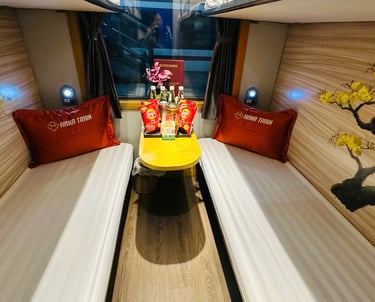Two lower sleeper berths in Hana Train Deluxe Cabin