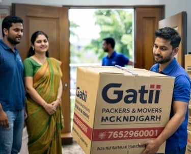 House shifting services in Chandigarh by Gati Packers and Movers with safe packing and careful handl