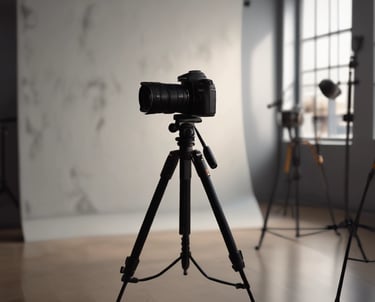 A sleek, dark-toned studio setup capturing a dynamic short-form video shoot with cinematic lighting.