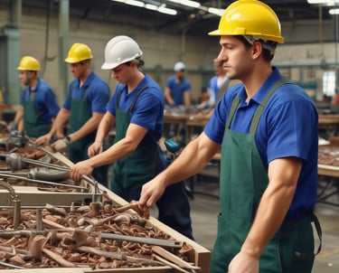 A diverse group of professionals collaborating in an office setting, showing teamwork and engagement.