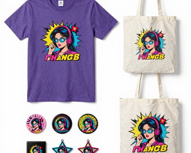 Vibrant comic pop art style shopping bags bursting with colorful deals and discounts