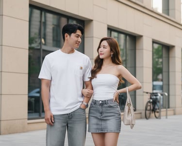 Urban Amazon Travel Outfit: White and Grey Denim