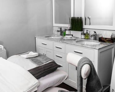 a treatment room inside of a medical spa