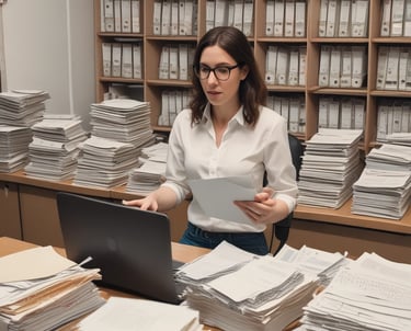 HR manager reviewing OPCO funding documents in a bright French office.