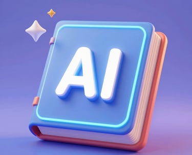 3D cartoon robot intently reading a glowing digital book filled with location data.