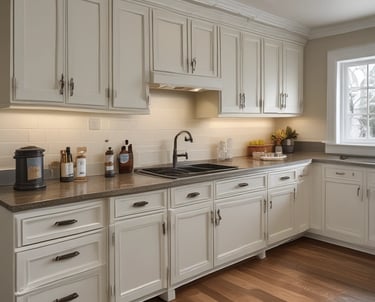 A sunlit living room showcasing smooth freshly painted off-white walls with crisp trim.