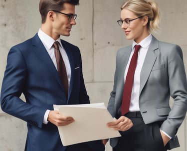 www.gcyasociados.com-a man and woman in business attire standing next to each other