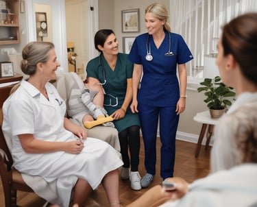 A compassionate nurse checking a patient’s vitals in a bright hospital room.