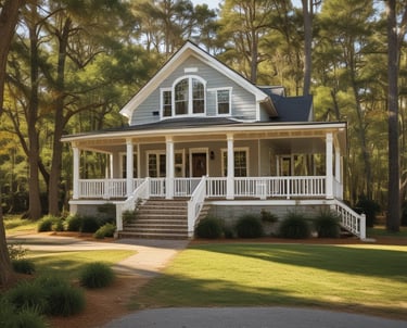 A skilled technician in a blue uniform inspecting an HVAC unit outside a modern home in Eastern North Carolina.