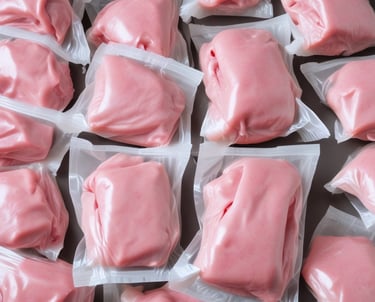 Industrial shrink wraps tightly covering large pallets in a warehouse setting.