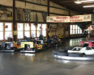 indoor go kart race at start line