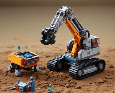 Young participants eagerly working on LEGO robots under focused lighting.