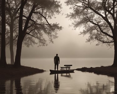 A person sitting calmly at a desk with a laptop, engaging in an online conversation.
