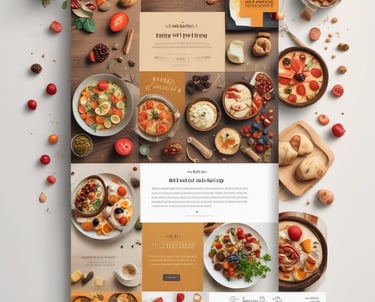 A sleek restaurant website homepage showing a digital menu and vibrant food images.