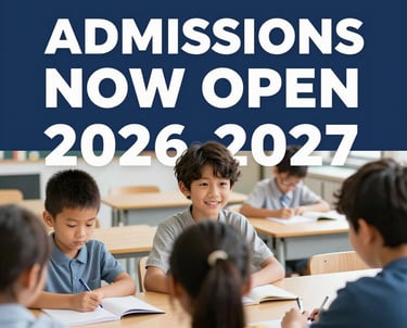 University admissions now open for 2026-2027 academic year with classic brick campus building.