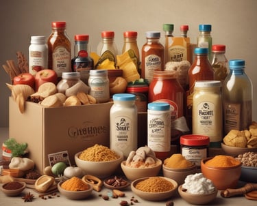 A vibrant display of colorful products with price tags highlighting discounts.