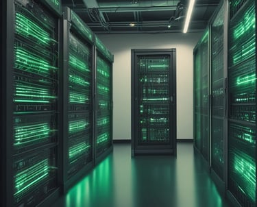 Technician configuring a modern IT infrastructure in an office environment.