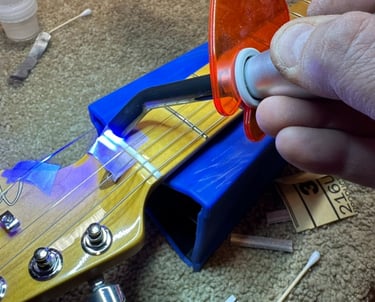guitar nut repair using UV fillings