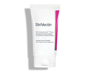 StriVectin SD Advanced Plus Intensive Moisturizer for wrinkles and stretch marks in a white squeeze tube.